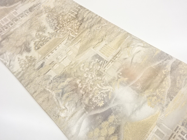 JAPANESE FUKURO OBI / WOVEN SCENERY OF TEMPLE
